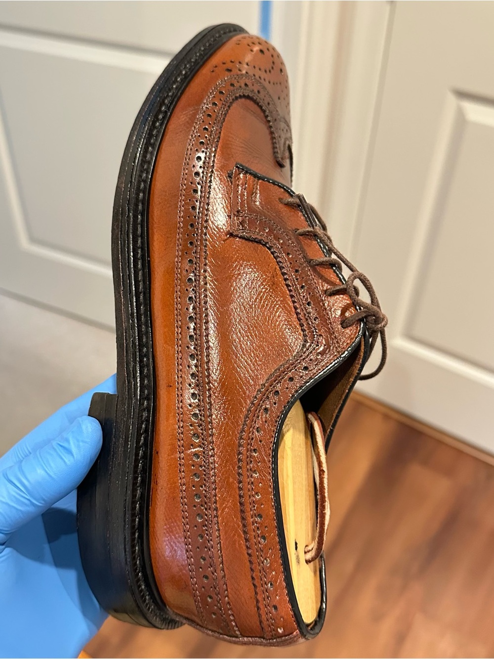 JC Penny 1970 Vintage Men's Brown Leather Wingtip Dress Shoes. - Picture 12 of 14